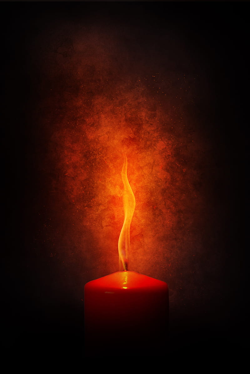 candle, fire, burn, flame, dark, HD phone wallpaper