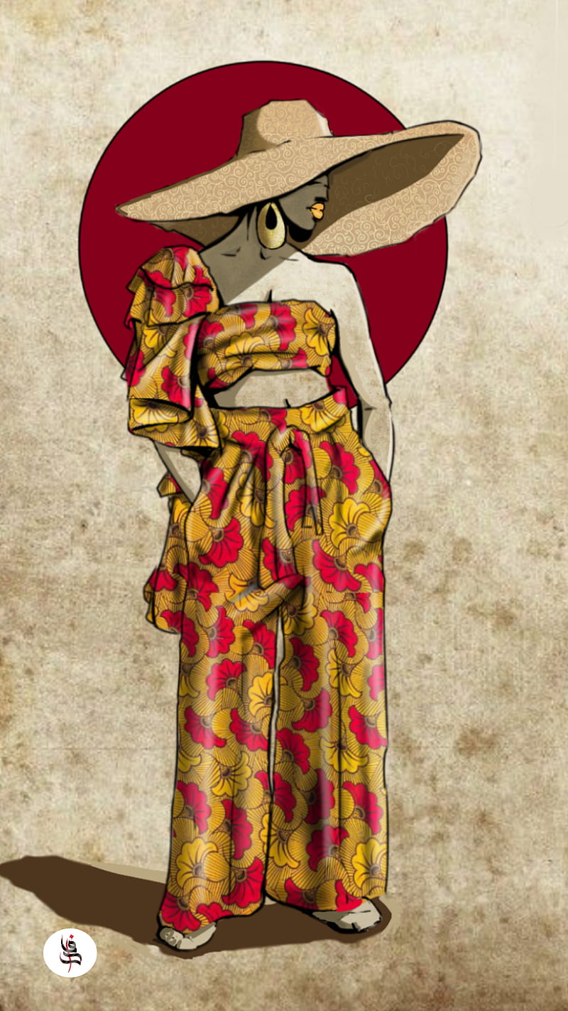illustration, digital, artwork, women, African, hat, kudi888, HD phone wallpaper