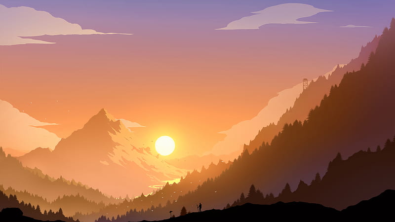 Sunset Minimalist Scenery Wallpaper 4K #7880g