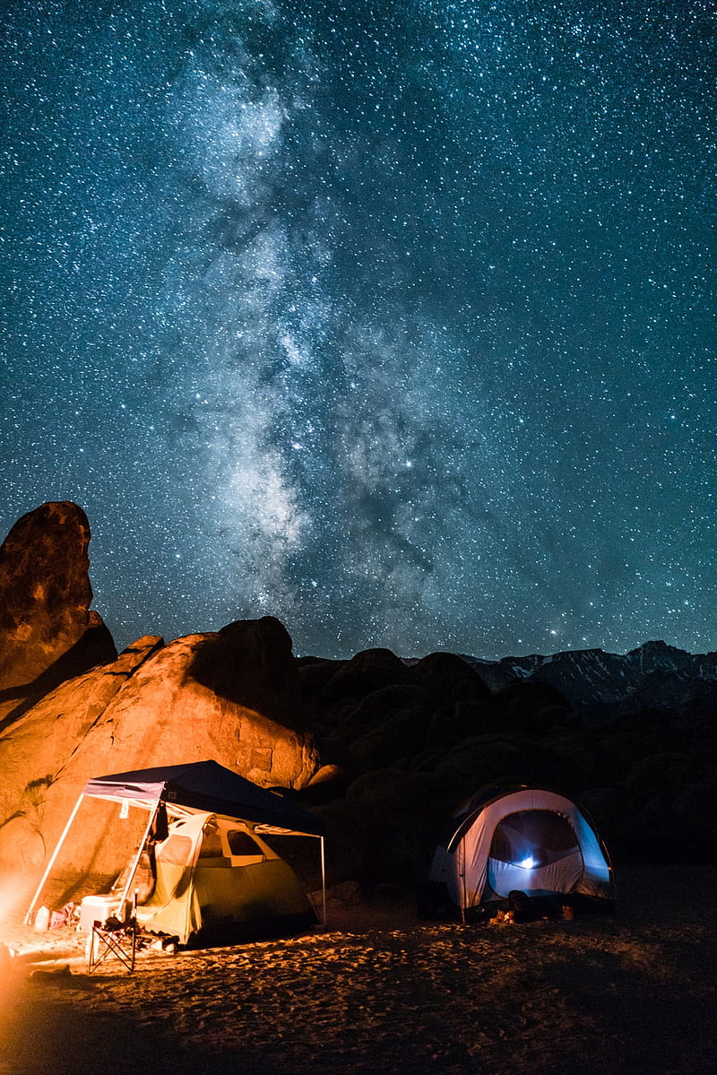 Campamento, galaxy, night, skies, HD phone wallpaper