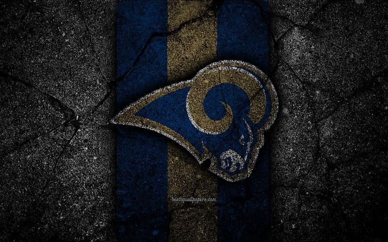 Los Angeles Rams, logo, black stone, NFL, NFC, american football, USA, LA Rams, asphalt texture, West Division, HD wallpaper