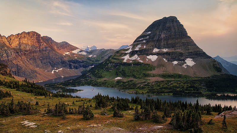 River Near Mountain With Spruce Nature, HD wallpaper