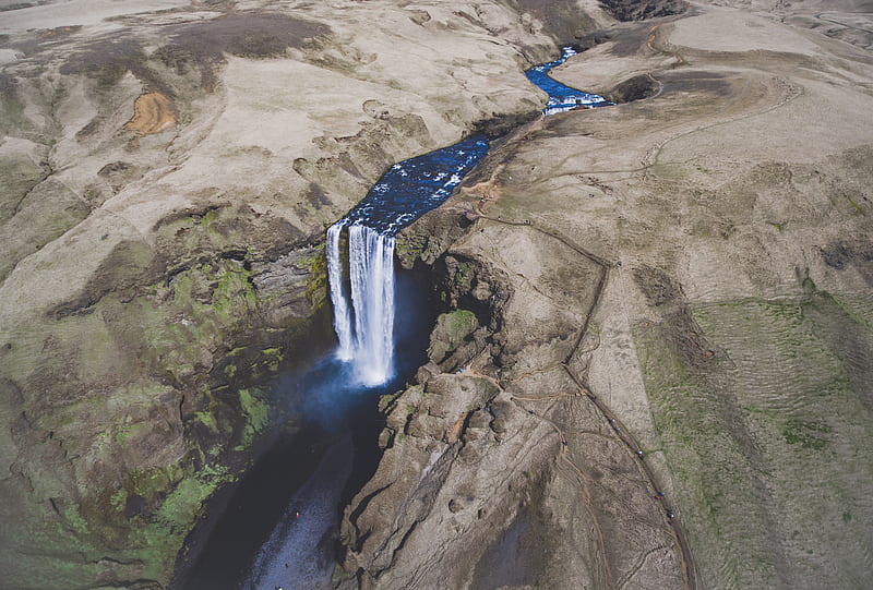 aerial shot of waterfalls, HD wallpaper