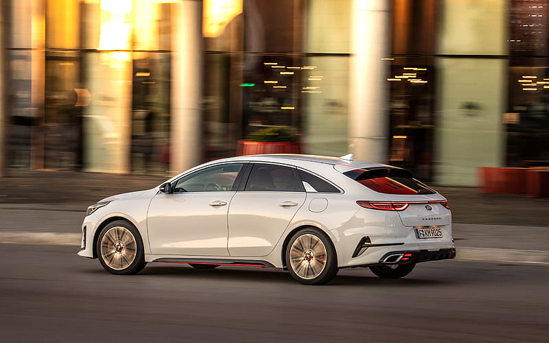 2019, Kia ProCeed GT, exterior, rear view, new white ProCeed GT