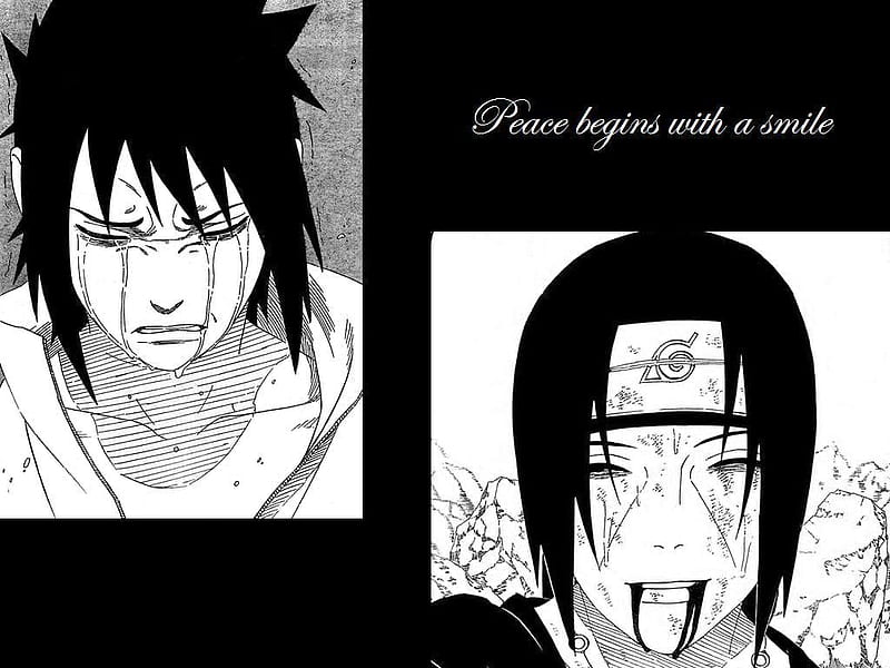 The Peace Begins with a smile, brothers, naruto, crying, HD wallpaper