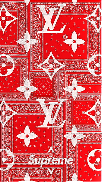 LV Supreme, bandana, blood, designs, louis, red, supreme, vuitton, HD phone wallpaper