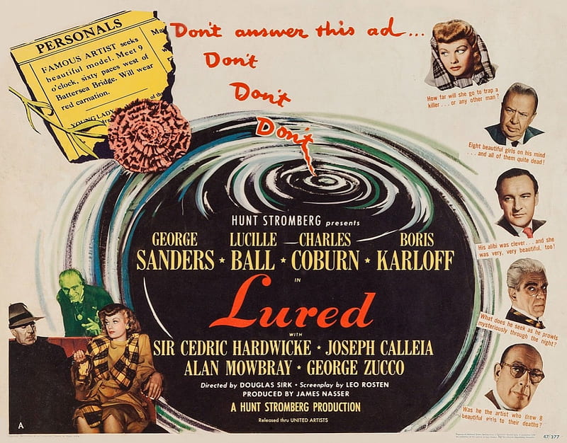 Classic Movies - Lured (1947), Lured 1947, Classic Movies, Lucille Ball, George Sanders, Lured movie, HD wallpaper