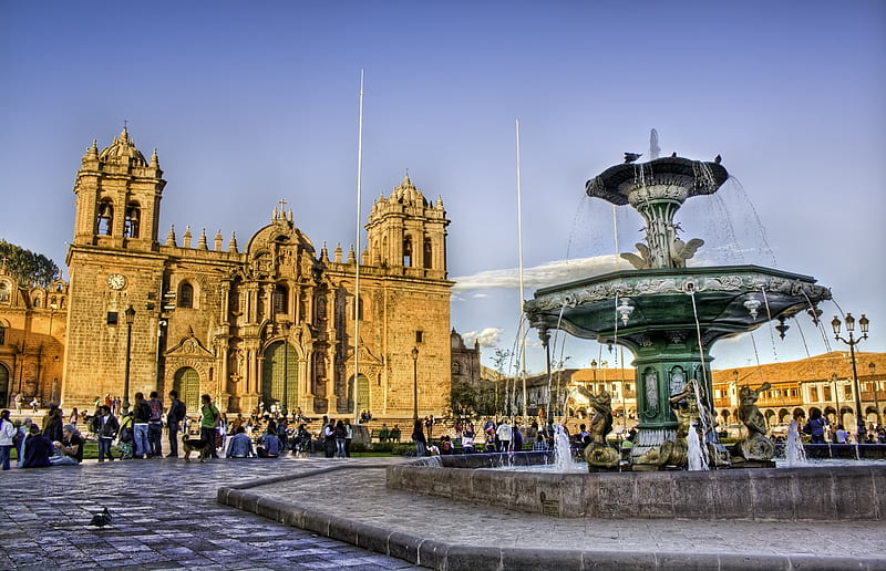 Plaza de Armas, Cusco-Peru, building, city, south america, people, HD wallpaper