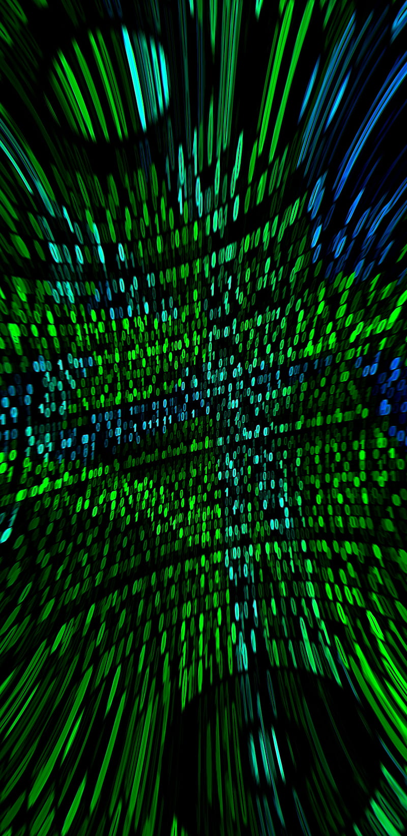 Matrix fisheye, green, binary, hacker, edge, fireworks, HD phone wallpaper