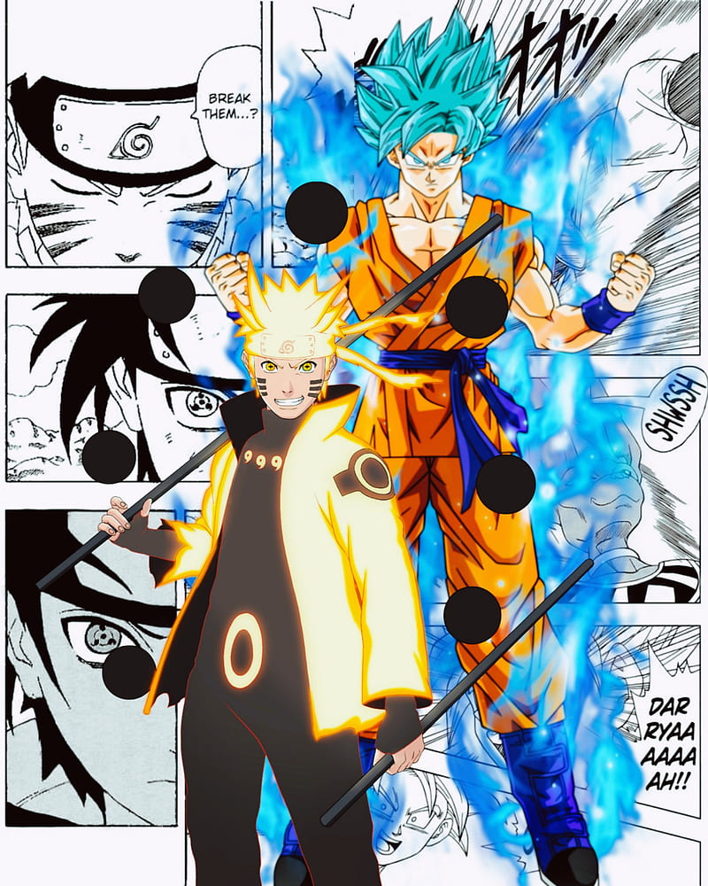 Goku y Naruto, anime, fuerza, poder, HD phone wallpaper