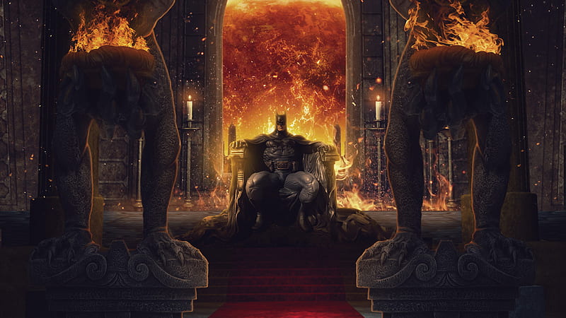 Batman On Throne, batman, superheroes, digital-art, artwork, behance, HD wallpaper