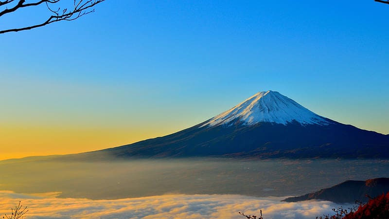Sky, Mountain, Peak, , Japan, Cloud, Volcano, Mount Fuji, Volcanoes, HD wallpaper