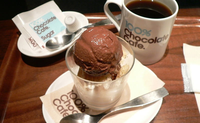 100% chocolate, ice-cream, cup, coffee, chocolate, HD wallpaper