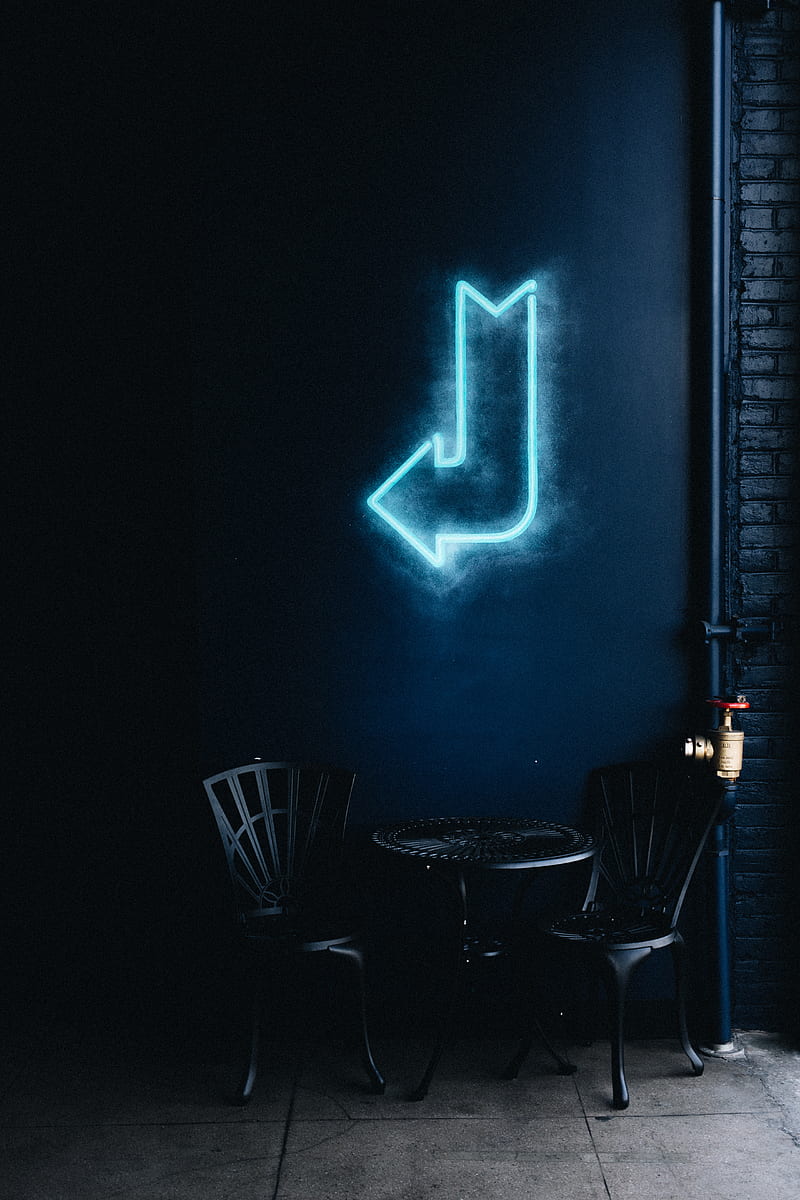 arrow, galaxy, lights, neon, pointer, wall, HD phone wallpaper