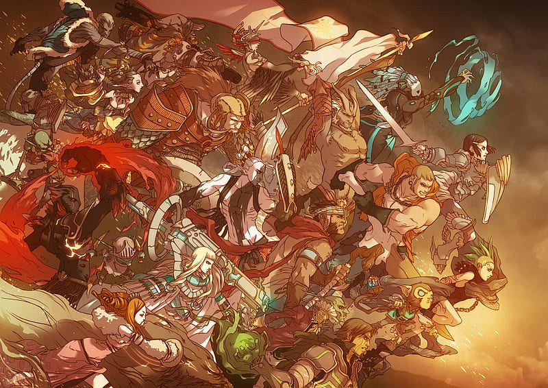 war of gods, arts, nice, cool, group, anime, myth, gods, illustration, HD wallpaper