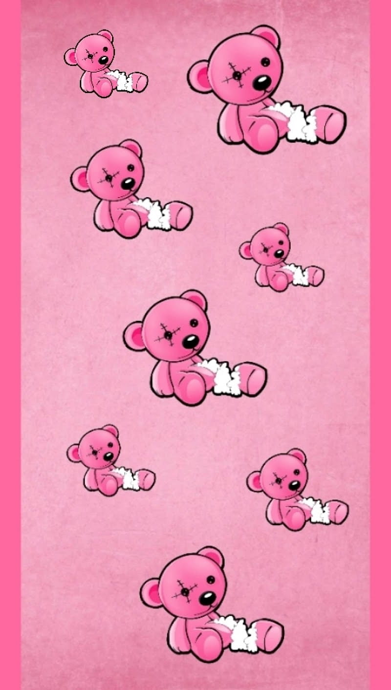 Teddy, cartoon, pink, teddy bear, HD phone wallpaper | Peakpx