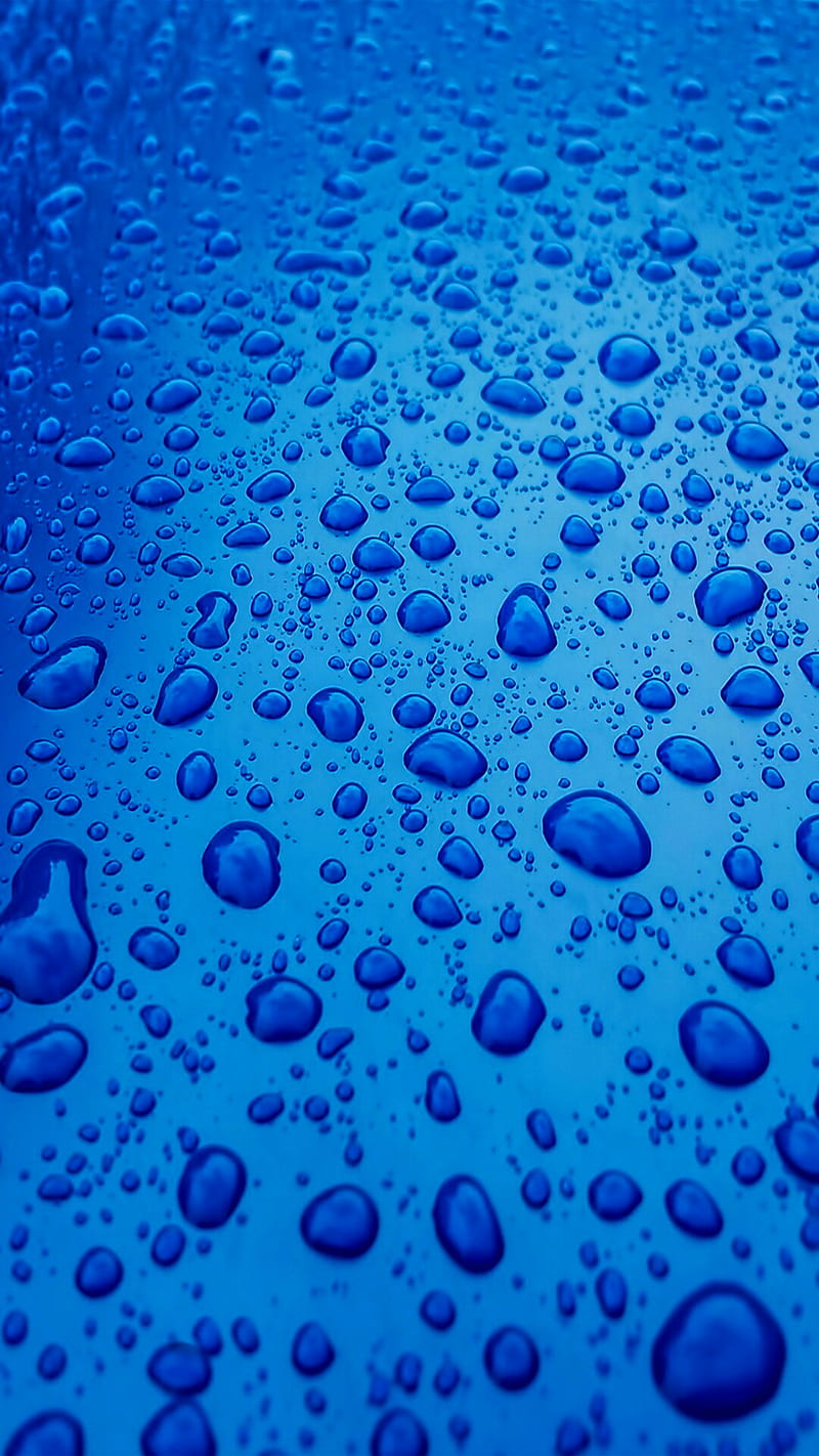 Drops blue, macro, rain, raindrops, water, waterdrops, wet, HD phone wallpaper