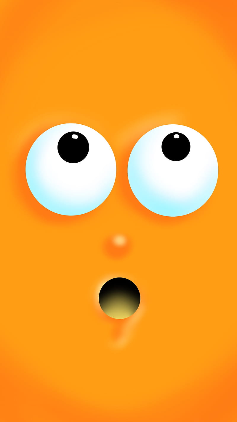 orange cute smile, emoji, eyes, face, simple, yellow, HD phone wallpaper