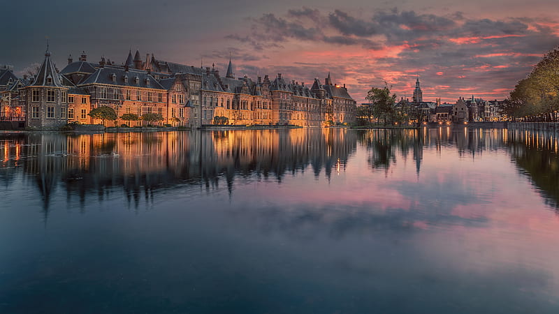 castle, palace, lake, reflection, HD wallpaper