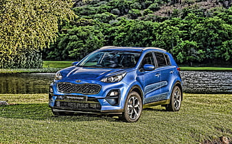 Kia Sportage R, offroad, 2019 cars, blue Sportage, crossover, New Sportage, korean cars, 2019 Kia Sportage, Kia, HD wallpaper