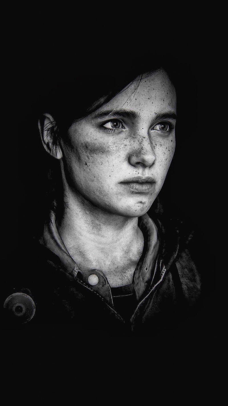 Ellie The Last Of Us Part 2 Monochrome Poster Wallpaper 4K