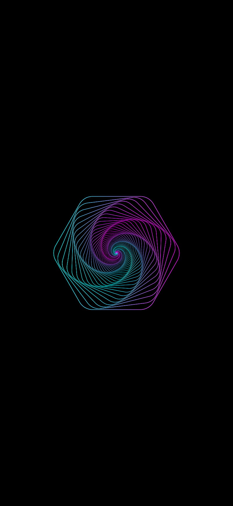 Spiral Hex, amoled, black, hexagon, illusion, pattern, pitchblack, HD phone wallpaper