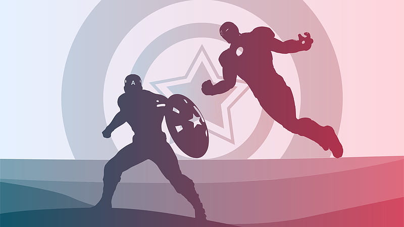 Captain America Iron Man Minimal, captain-america, iron-man, superheroes, behance, HD wallpaper