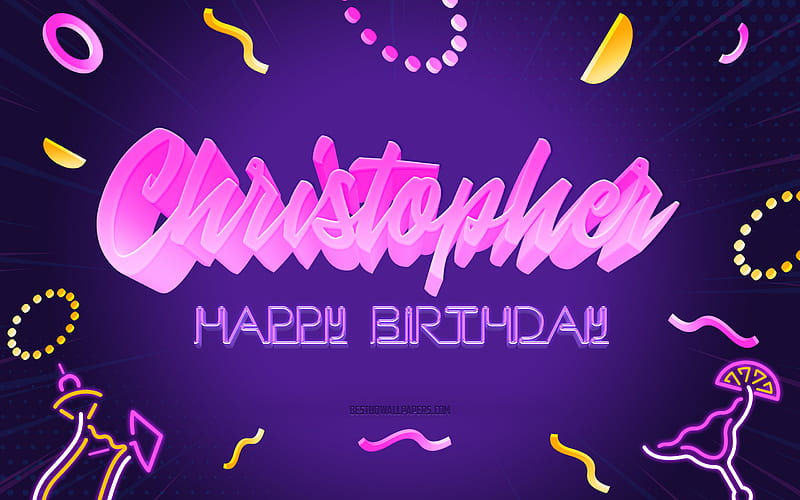 Happy Birtay Christopher Purple Party Background, Christopher, creative art, Happy Christopher birtay, Christopher name, Christopher Birtay, HD wallpaper