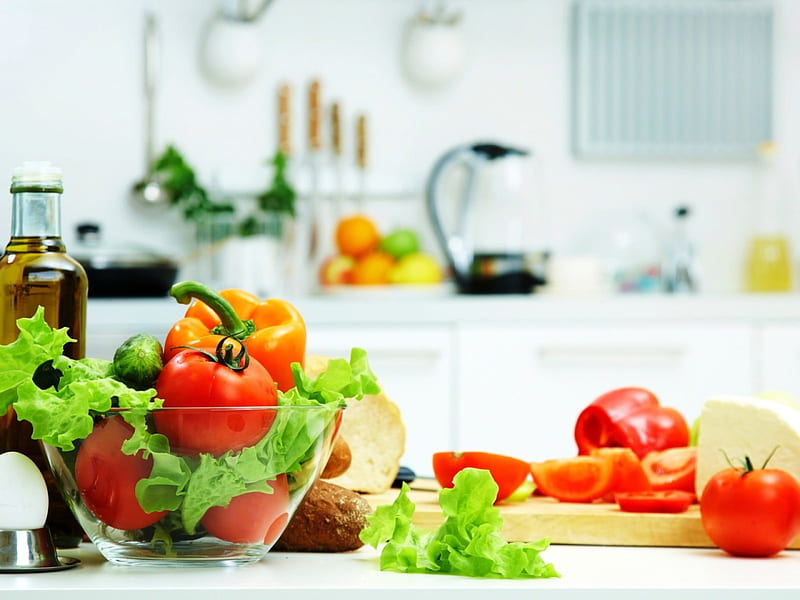 Good morning, tomatoes, food, paprika, spring, HD wallpaper