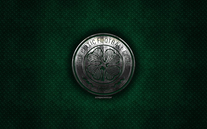 Celtic FC, Scottish football club, green metal texture, metal logo, emblem, Glasgow, Scotland, Scottish Premiership, creative art, football, HD wallpaper