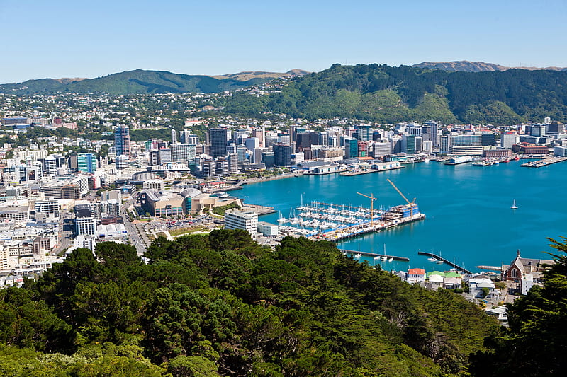 Wellington, New Zealand, Coast, Marinas, From above - Rare Gallery, HD wallpaper
