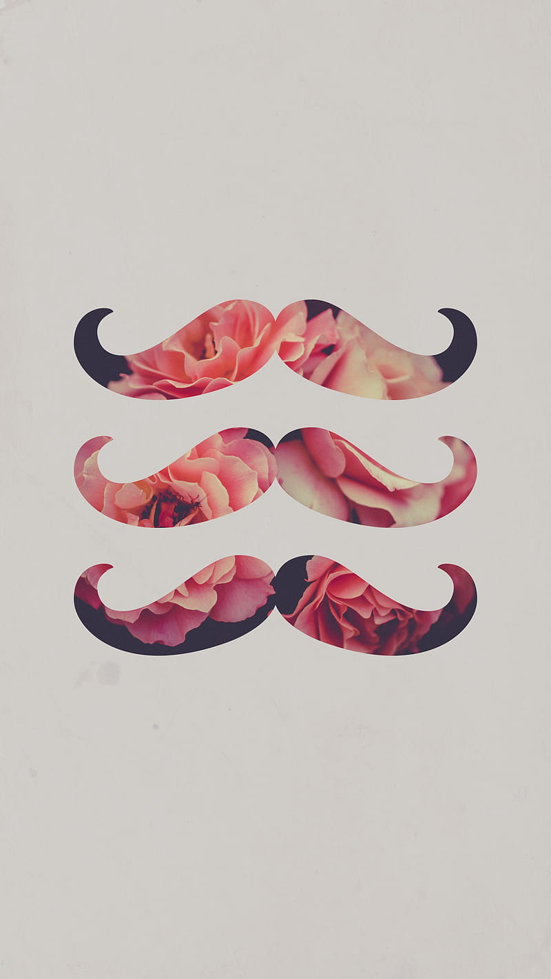 Floral Mustache Trio, flowers, moustache, movember, HD phone wallpaper