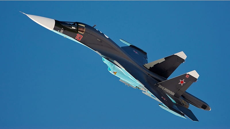Sukhoi Su-34 Blue Background, HD wallpaper