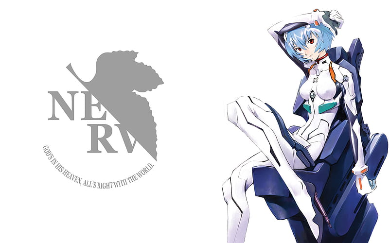 Ayanami Rei, unit 00, girl, blue hair, rei, nerv, white, evangelion, HD wallpaper