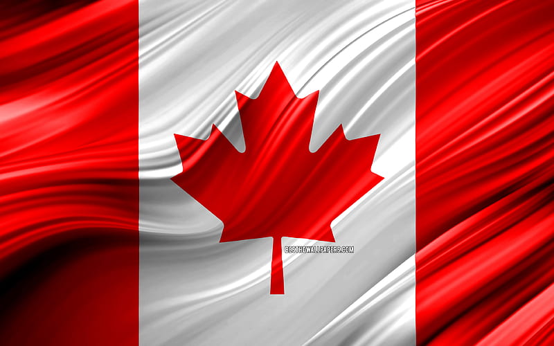 Canadian flag, North American countries, 3D waves, Flag of Canada, national symbols, Canada 3D flag, art, North America, Canada, HD wallpaper