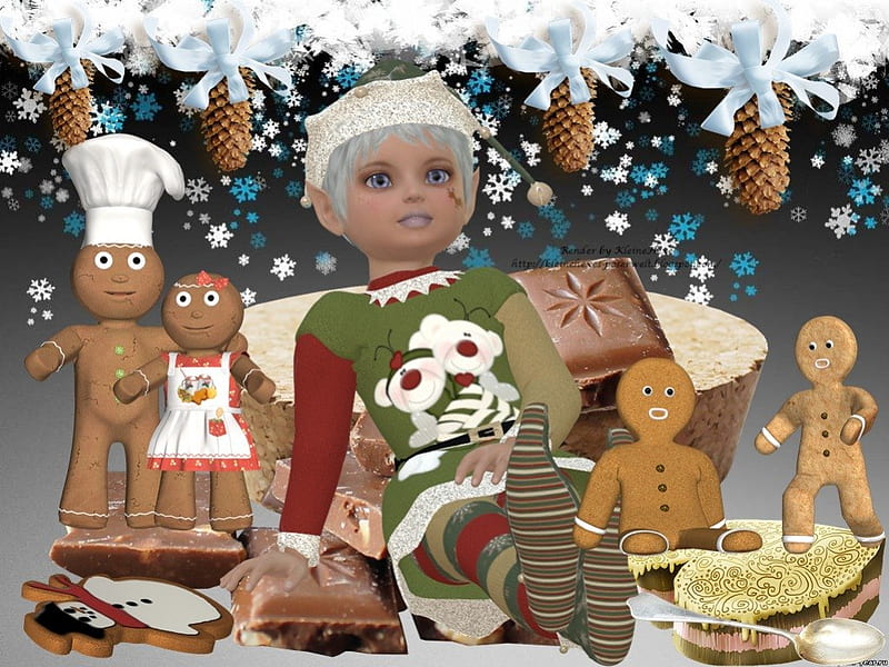 Ginger Xmas, christmas, ginger bread, x-mas, elf, HD wallpaper