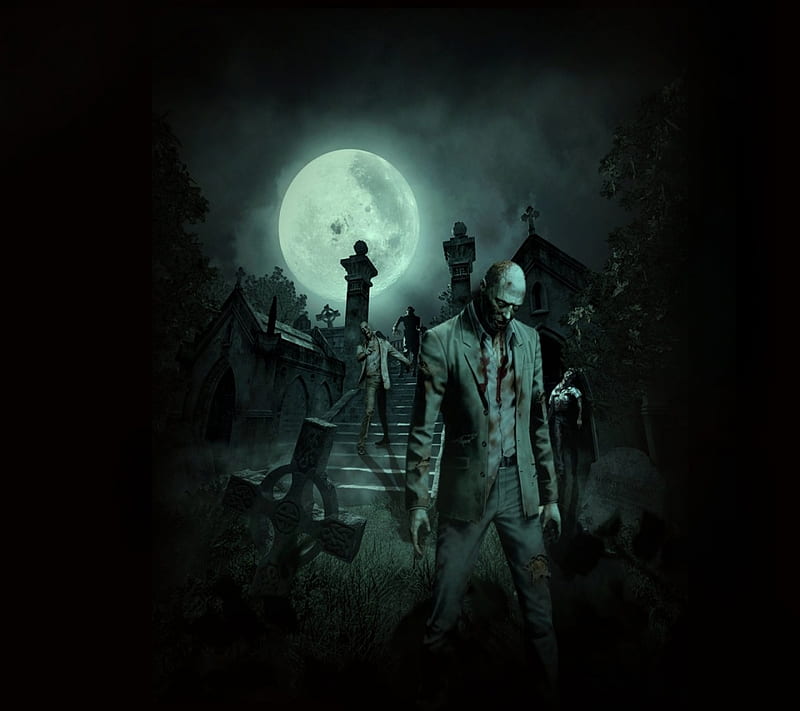 Zombie Graveyard, grave, zombies, HD wallpaper