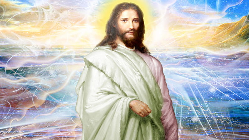 Jesus With Background Of Shimmering Lights Jesus, HD wallpaper