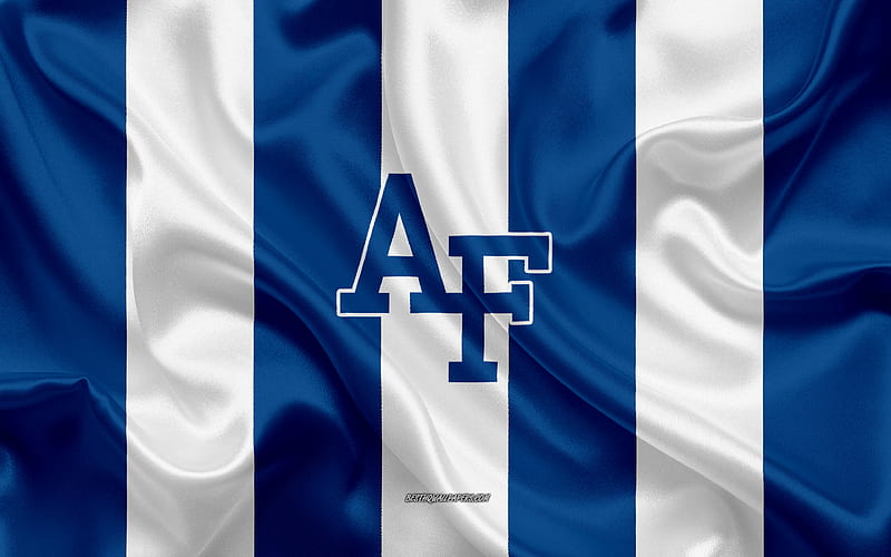 Air Force Falcons, American football team, emblem, silk flag, blue and white silk texture, NCAA, Air Force Falcons logo, Colorado Springs, Colorado, USA, American football, HD wallpaper