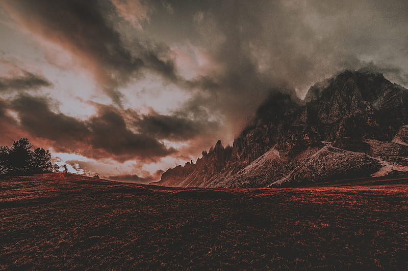Red Dusk Landscape Mountain Scenic , landscape, mountains, dusk, nature, HD wallpaper
