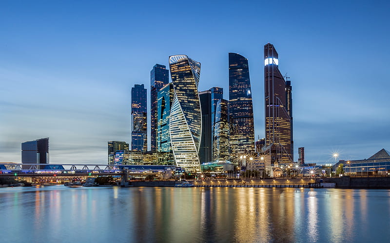 Moscow Russia modern financial business district, HD wallpaper
