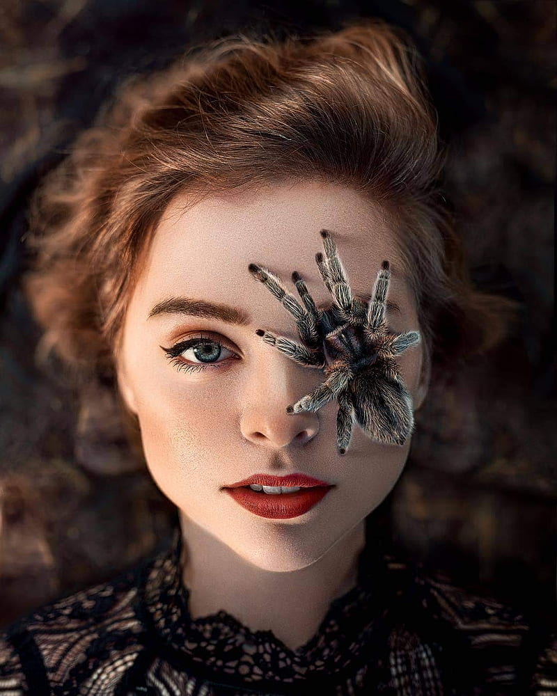 Spider, eye, model, girl, brown, HD phone wallpaper