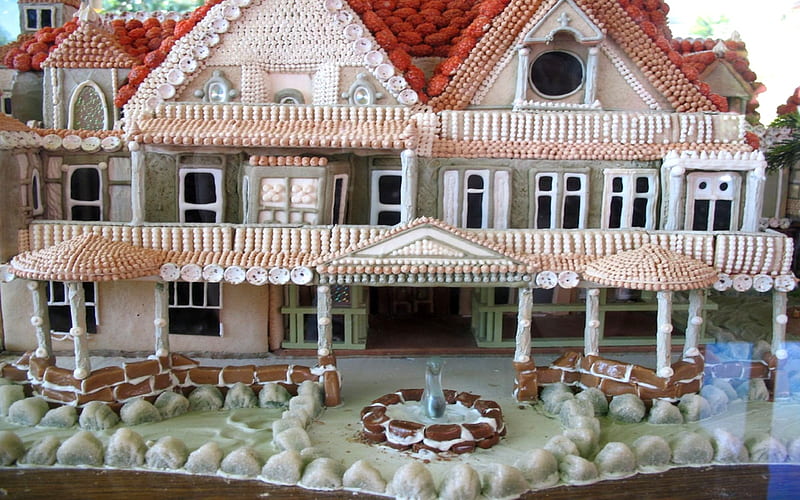 Victorian Gingerbread House, White, Abstract, Gingerbread, House, Frosting, HD wallpaper