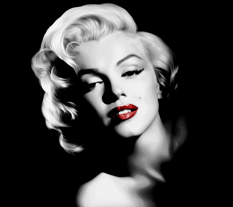 Marilyn Monroe, art, lips, marilyn, monroe, people, red, HD wallpaper