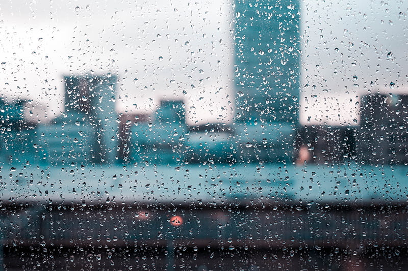 rain drop, mood, cityscape, buildings, blurry, window, City, HD wallpaper