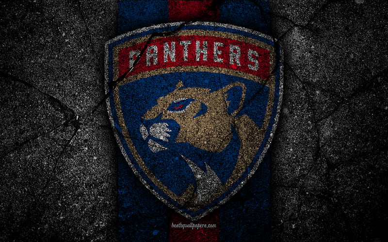 Florida Panthers, logo, hockey club, NHL, black stone, Eastern Conference, USA, Asphalt texture, hockey, Atlantic Division, HD wallpaper