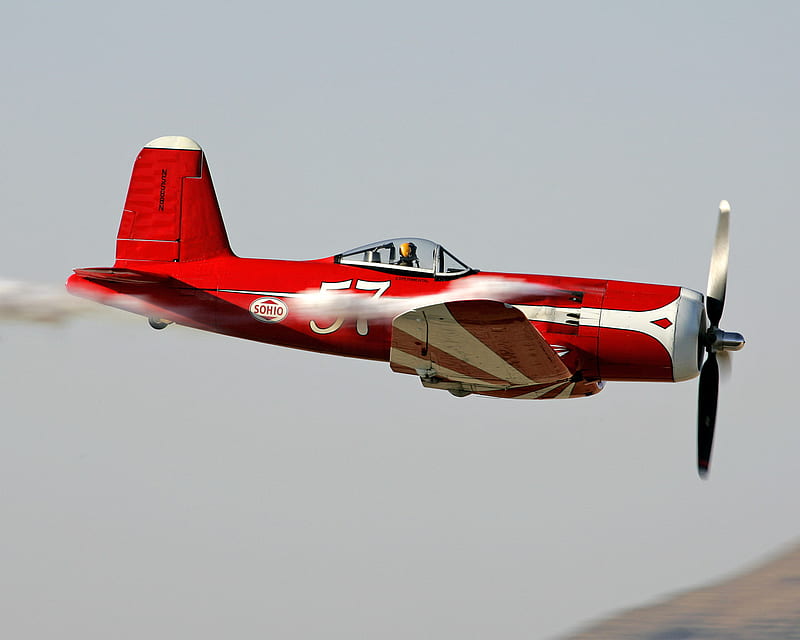F2G Super Corsair, red, super, f2, goodyear, f2g, airplane, plane, reno, corsair, racer, HD wallpaper