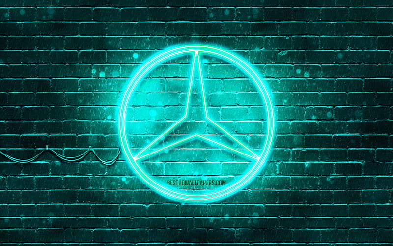 Mercedes-Benz turquoise logo turquoise brickwall, Mercedes-Benz logo, cars  brands, HD wallpaper | Peakpx