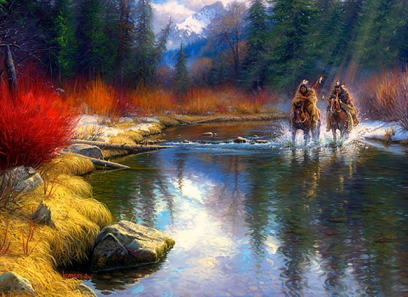 ✫Spring will Come✫, stunning, splendid, perfect, attractions in dreams, bonito, most ed, seasons, paintings, people, landscapes, Native Americans, forests, scenery, streams, Adventure Series, animals, love four seasons, Western, creative pre-made, spring, trees, horses, mountains, weird things people wear, wildlife, nature, gallop, HD wallpaper