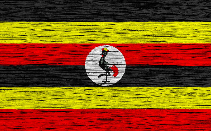 Flag of Uganda Africa, wooden texture, Ugandan flag, national symbols, Uganda flag, art, Uganda, HD wallpaper